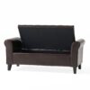 Hayes Contemporary Armed Storage Bench With Button Tufting - Brown - Image 8