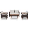 4 Piece Garden Furniture, Patio Seating Set, Outdoor Sofa Set, Wood Table And Legs - Brown / Beige - Image 4