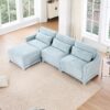 3 Seater Chenille Sofa With Movable Ottomans High Resilience Sponge Easy Install - Sky Blue - Image 18