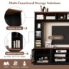 Wall Unit Entertainment Center With Bookshelves For TVs Up To 80", Modern TV Stand Media Console With Cabinets, Tempered Glass Doors And Adjustable Shelves For Living Room - Black - Image 9