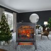 18 Inch 3D Flame Electric Infrared Quartz Fireplace Stove With Remote Control - Black - Image 2