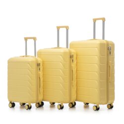 Set 3 Pieces 20" / 24" / 28" Abs Spinner Wheel Luggage, Matching Color, With Combination Lock - Yellow