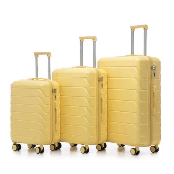Set 3 Pieces 20" / 24" / 28" Abs Spinner Wheel Luggage, Matching Color, With Combination Lock - Yellow