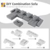 Modern Oversized Modular Sectional Sofa, Sparkling Chenille Fabric Soft Cushion Sofa With 8 Pillows, 8 Pieces Diy Combination Tufted Sofa, No Assembly Required - Gray - Image 16