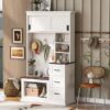 Modern Entryway Bench With Coat Rack, 3 Shelves And Drawers, 3 Sturdy Hooks, Wide Hall Tree With Storage Bench For Hallway - White - Image 3