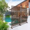 Outdoor & Indoor Metal Privacy Screen Freestanding Decorative Privacy Screen, Privacy Fence Panels For Deck Balcony Patio Garden - Brown - Image 6