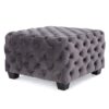 Modern Glam Velvet Ottoman With Button Tufted Diamond Stitch Design - Gray - Image 5
