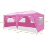 10'X20' Folding Canopy With 6 Removable Sidewalls Outdoor Event Shelter UPF 50+ Gazebo Portable Tents For Parties Beach Camping Wedding Ez Pop Up Canopy - Pink - Image 5