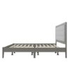 King Size Mid Century Solid Wood Platform Bed With Upholstered Headboard - Gray - Image 9