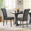 Contemporary Dining Chair (Set of 2) With Button Tufted Design - Charcoal - Image 2