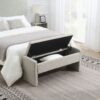 Modern Bed End Bench With Storage, Upholstered Large Foot Rest Stool, Comfy Window Vanity Bench For Living Room, Dorm, Coffee Table, Linen - Light Gray - Image 11