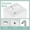 20" Bathroom Vanity With Sink, Freestanding Cabinet With Door Shelf And Adjustable Shelf, And Ceramic Construction - White - Image 8