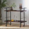 Modern Industrial Bar Cart With Shelving And Rolling Casters - Walnut - Image 9