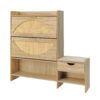 Shoe Storage Cabinet Rattan Shoe Storage Organizer With 2 Flip Drawers, A Storage Drawer And A Bench For Entryway, And Hallway - Light Brown - Image 19