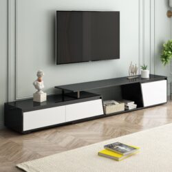 Modern, Minimalist Rectangle Extendable TV Stand, TV Cabinet With 2 Drawers And 1 Cabinet For Living Room, Up To 100" - Black