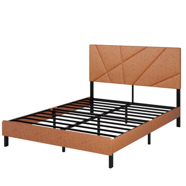 Vintage Queen Size Metal Bed Frame With Under Bed Storage And No Box Spring Required - Antique Brown