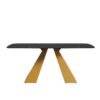 70.87" Modern Artificial Stone Curved Metal Leg Dining Table, Can Accommodate 6-8 People - Black / Gold - Image 3