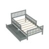 Twin Size Platform Bed With Guardrails On Both Sides And 2 Storage Drawers - Gray - Image 4