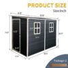 Outdoor Storage Shed With Floor Resin Shed With Two-Window, Waterproof, Lockable Doors For Patio, Yard, Lawn - Black - Image 4
