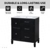 Bathroom Vanity With Ceramic Sink, Flip Out Drawer Design For Plumbing, Soft Close Drawers - Black - Image 8
