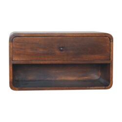 Large Curve Floating Bedside Table - Brown