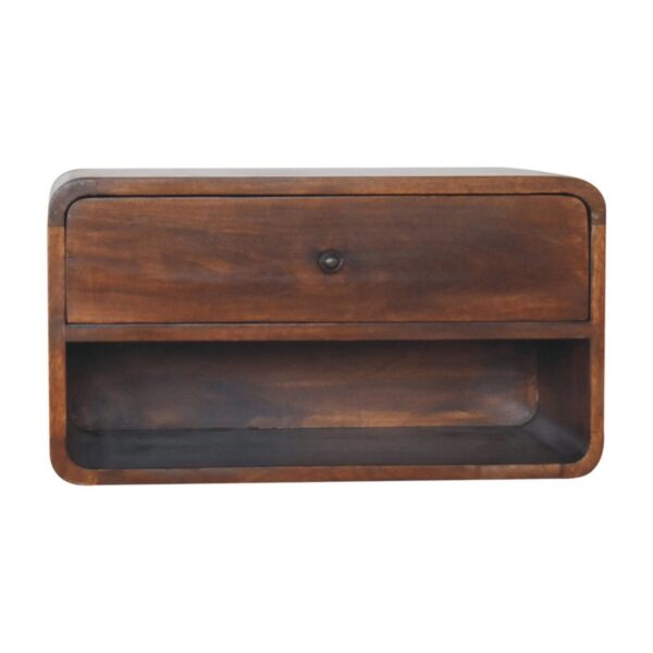 Large Curve Floating Bedside Table - Brown