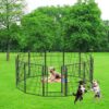 81.1" 12 Panels Heavy Duty Metal Playpen With Door, Dog Fence Pet Exercise Pen For Outdoor - Black - Image 3