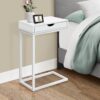 Accent Table, C - Shaped Contemporary Convenient Design - White - Image 4