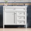 Bathroom Vanity With Top Sink, Modern Bathroom Storage Cabinet 2 Drawers And A Tip-Out Drawer, Single Sink Bathroom Vanity - White - Image 21