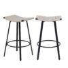 Counter Height Bar Stools Backless Handwoven Kitchen Dining Chairs With Round Footrest (Set of 2) Weaving Pub Stoo - Creamy White - Image 14