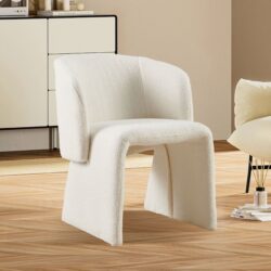 Modern Accent Chair White Single Sofa Chair, Upholstered Side Chair Teddy Comfy Chair For Dining Room / Bedroom / Living Room / Reception 1 Piece - Off White