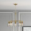 Elegance 5 Lights Linear Arms With Chain Chandelier - Clear / Gold - Image 7