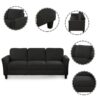 3 Seat Sofa Living Room Sofa - Black - Image 8