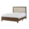 King Size Panel Bed With Fabric Upholstered Tufted Nailhead Trim Headboard - Brown - Image 4