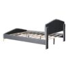 Queen Size Platform Bed With Thick, Stylish Stripe Decorated Bedboard And Elegant Leg - Gray - Image 5