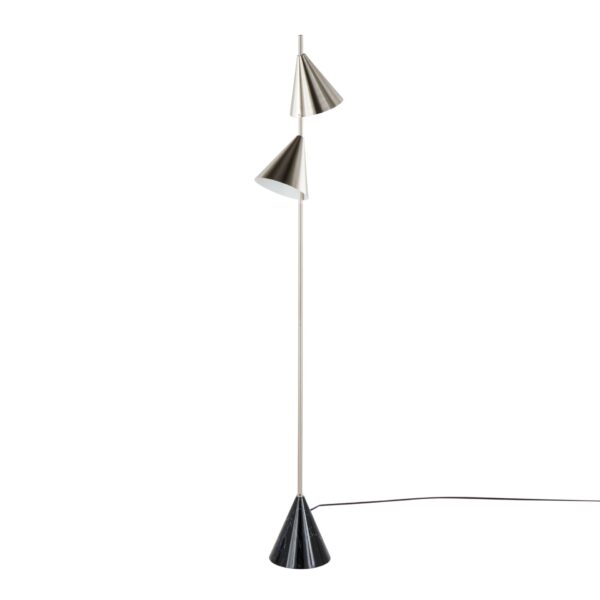 Cone - Contemporary Floor Lamp - Plated Nickel / Black