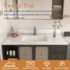 Bianco Carrara Venato 43" Marble Vanity Top With 1 Pre Drilled Faucet Hole Sintered Stone Bathroom Vanity Top With Undermount Rectangular Sink And 4" Backsplash - White - Image 10