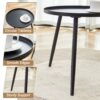Modern 3 Piece Set, Anti - Spill Round Coffee Table, 2 Rattan Swivel Chairs, Outdoor Patio Furniture For Tea Time - Black / Wood - Image 8