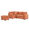 Convertible Sofa Bed Sectional Sofa Sleeper L-Shaped Sofa With A Storage Ottoman, Two Pillows, Two Power Sockets And Two USB Ports For Living Room - Orange - Image 13
