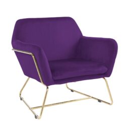 Keira - Velvet Accent Chair With Metal Base - Purple