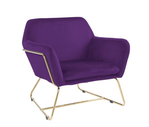 Keira - Velvet Accent Chair With Metal Base - Purple