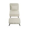 3 In 1 Foldable Linen Chaise Lounge With Adjustable Backrest Footrest & Detachable Pillow Convertible Chair Bed Accent Chair Small Space Sofa Bed For Living Room Bedroom And Office - Beige - Image 5