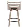 Cosini - Mid-Century Modern Fixed Height Barstool With Swivel And Round Footrest (Set of 2) - Light Gray / Black - Image 5