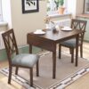 3 Piece Kitchen Dining Set With Drop Leaf Dining Table And 2 Dining Upholstered Chairs, Dining Room Set For Small Places - Brown - Image 28