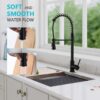 Modern Industrial Style Kitchen Faucet With Pull Down Sprayer Single Handle Stainless Steel - Matte Black - Image 4