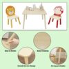 Kids Table And 2 Chairs Set, 3 Pieces Toddler Table And Chair Set, Wooden Activity Play Table Set (Lion&Monkey) - Natural - Image 22