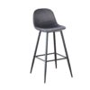 Bar Stools (Set of 2) Velvet Barstool Modern Counter Bar Height Chair With Back, Sturdy Metal Legs & Footrests, Island Stool For Kitchen Bar - Dark Gray - Image 4