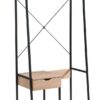Metal Clothes Rack Open Wardrobe Free Standing With One Drawer Hanging Clothes Rod - Light Brown - Image 4