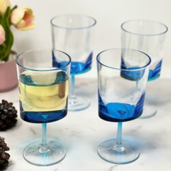 Halo - Leadingware Oval Plastic Wine Glasses (Set of 4), Bpa Free, Unbreakable Acrylic, 12Oz - Blue