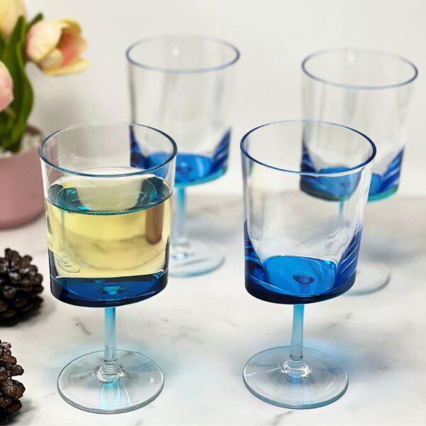 Halo - Leadingware Oval Plastic Wine Glasses (Set of 4), Bpa Free, Unbreakable Acrylic, 12Oz - Blue